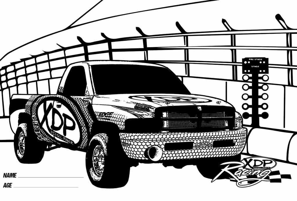 XDP Drag Truck - Coloring Page