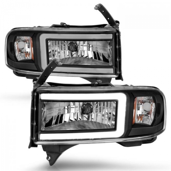 Anzo 111554 Black Crystal Headlights With LED Plank Light Bar | XDP