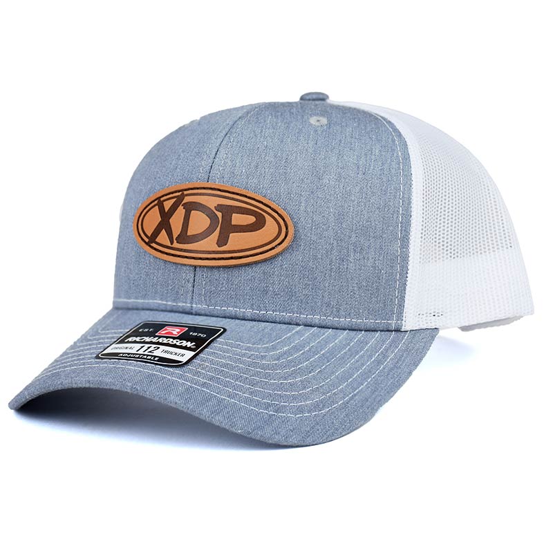 XDP Leather Patch Trucker Cap Hat - Grey/White | XDP