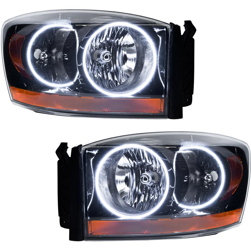 Oracle Black Headlights With LED Halo (2007-2009 Dodge Ram 2500/3500) | XDP